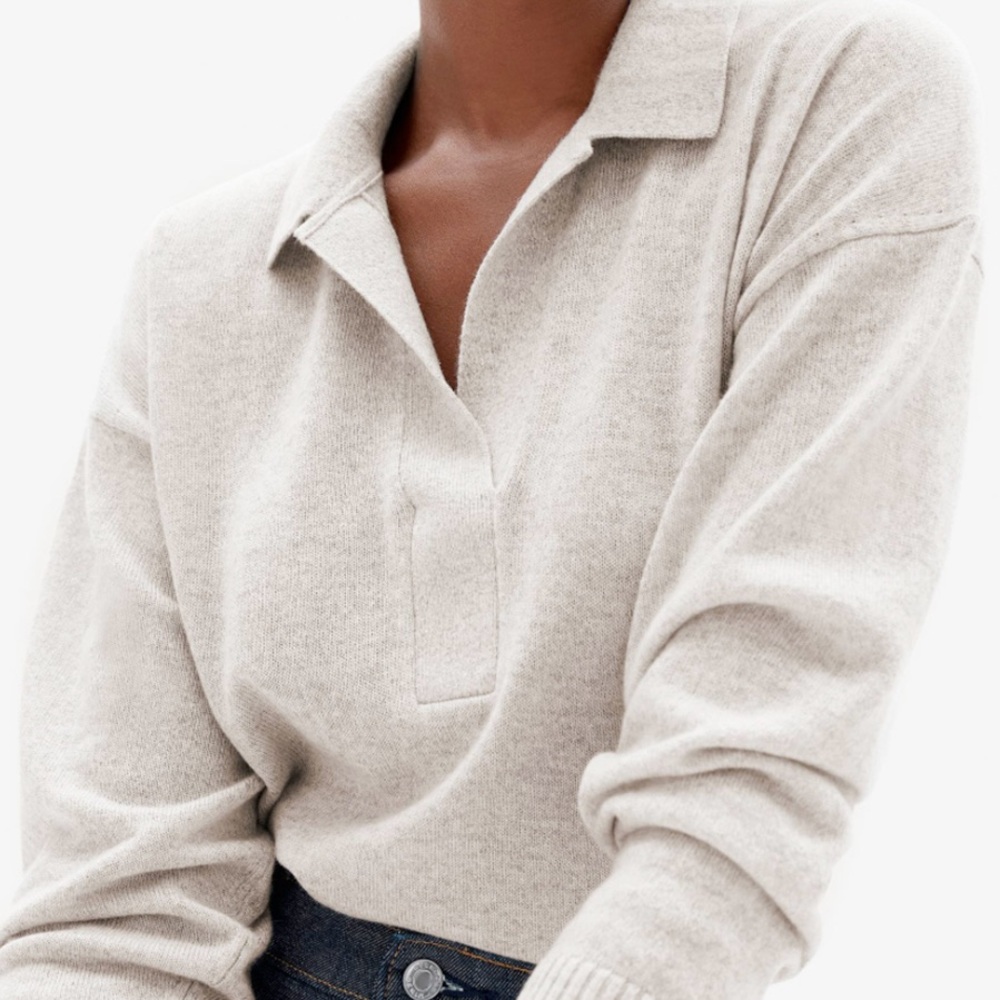 Everlane The Cashmere Polo Sweater Canvas XS